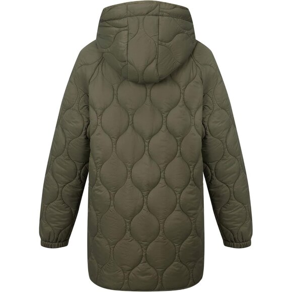 🆕 Women Green Quilted Jacket Hooded Spring Fall light Transitional Puffer Coat - Picture 3 of 6
